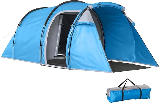 Outsunny 2 Man Tunnel Tent Sewn in Groundsheet 426 x 206 x 154cm