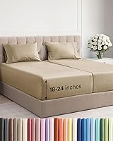 Vista 101 de Juego de sábanas Queen de bolsillo extra profundo, sábanas transpirables y refrescantes de 4 piezas, juego de sábanas de lujo de hotel, ultra suave