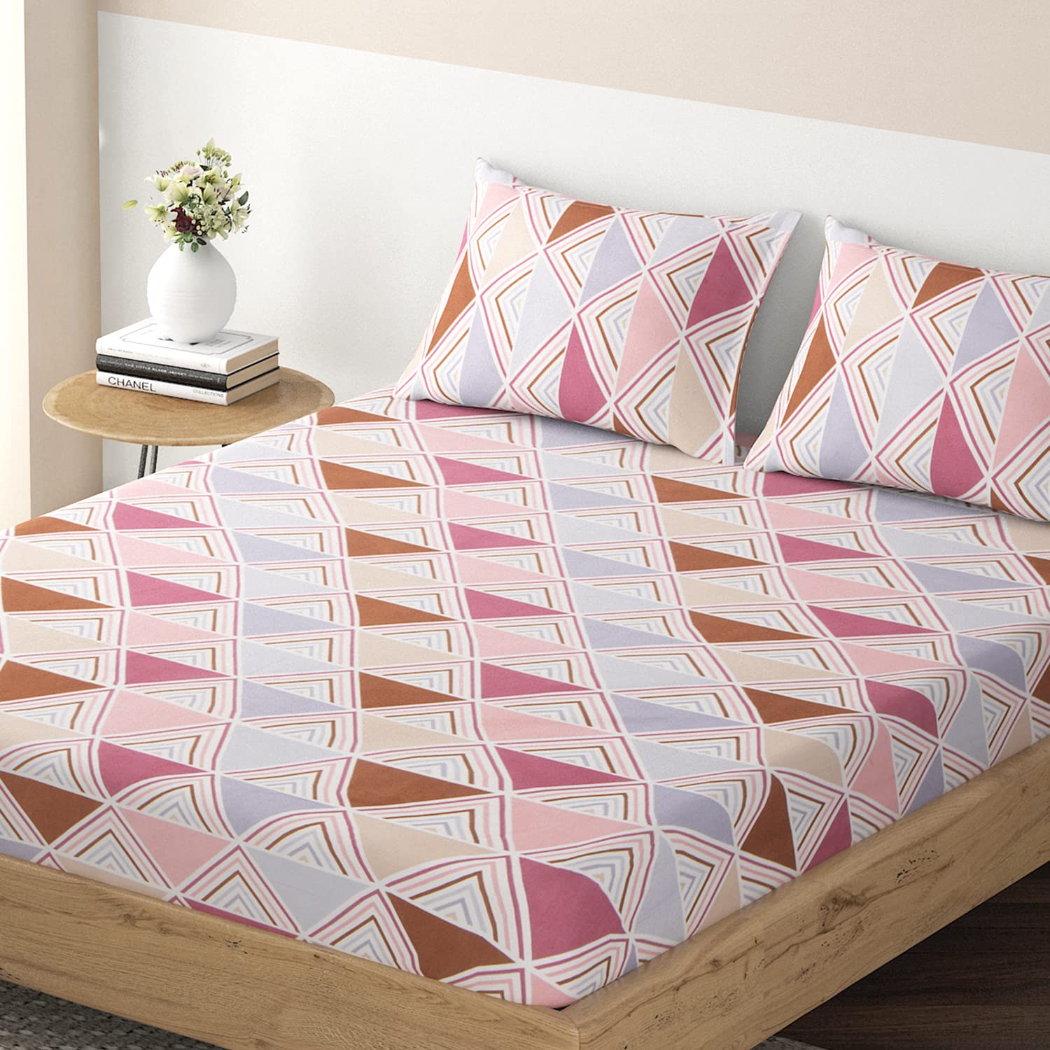 See full amazon price history chart for HOKIPO Brushed Microfiber 140 GSM Fitted Bedsheets Queen Size Double Bed, 78 x 60 inches with 2 Pillow Cover, Concentric Triangle Blush Pink (IN-637-D14) HOKIPO Brushed Microfiber 140 GSM Fitted Bedsheets Queen Size Double Bed, 78 x 60 inches with 2 Pillow Cover, Concentric Triangle Blush Pink (IN-637-D14) (B0C55KTHTR) Amazon Price History, Amazon Price Tracker
