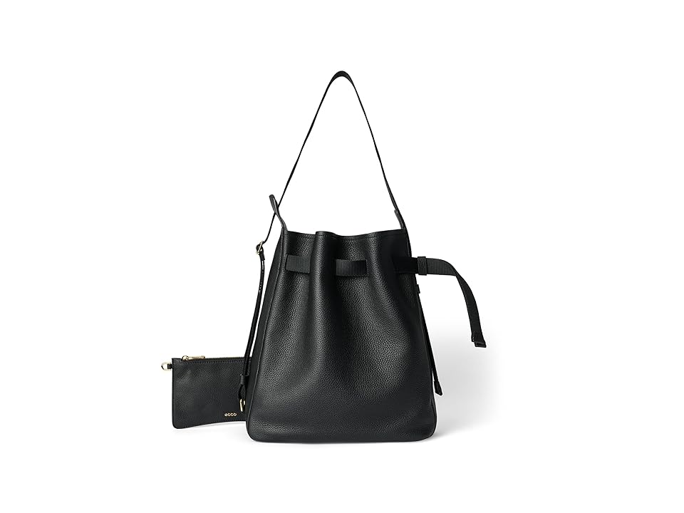 ECCO Medium Sail Bag (Black Pebbled Leather) Shoulder Handbags INTERNATIONAL SHIPPING