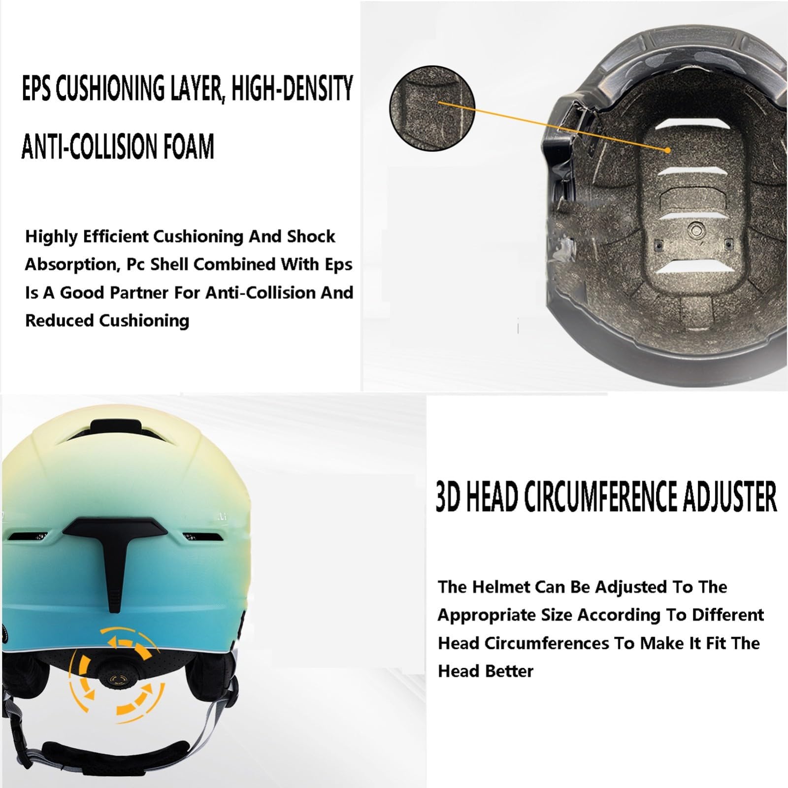 Casco de Snowboard para Hombres/Mujeres, Casco de Esquí con Orejeras Desmontables, Desmontable, Integrado Gafas Protectoras 04,M
