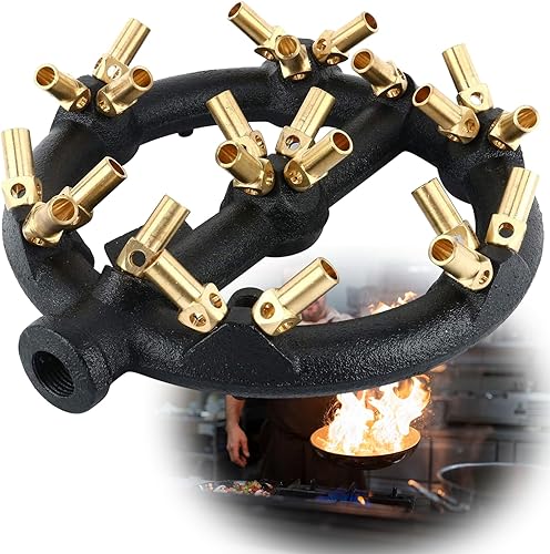 Homend - Quemador de gas propano para wok chino, parrilla, revolver, freír - Cuerpo de hierro fundido con boquilla redonda con 23 puntas de latón -