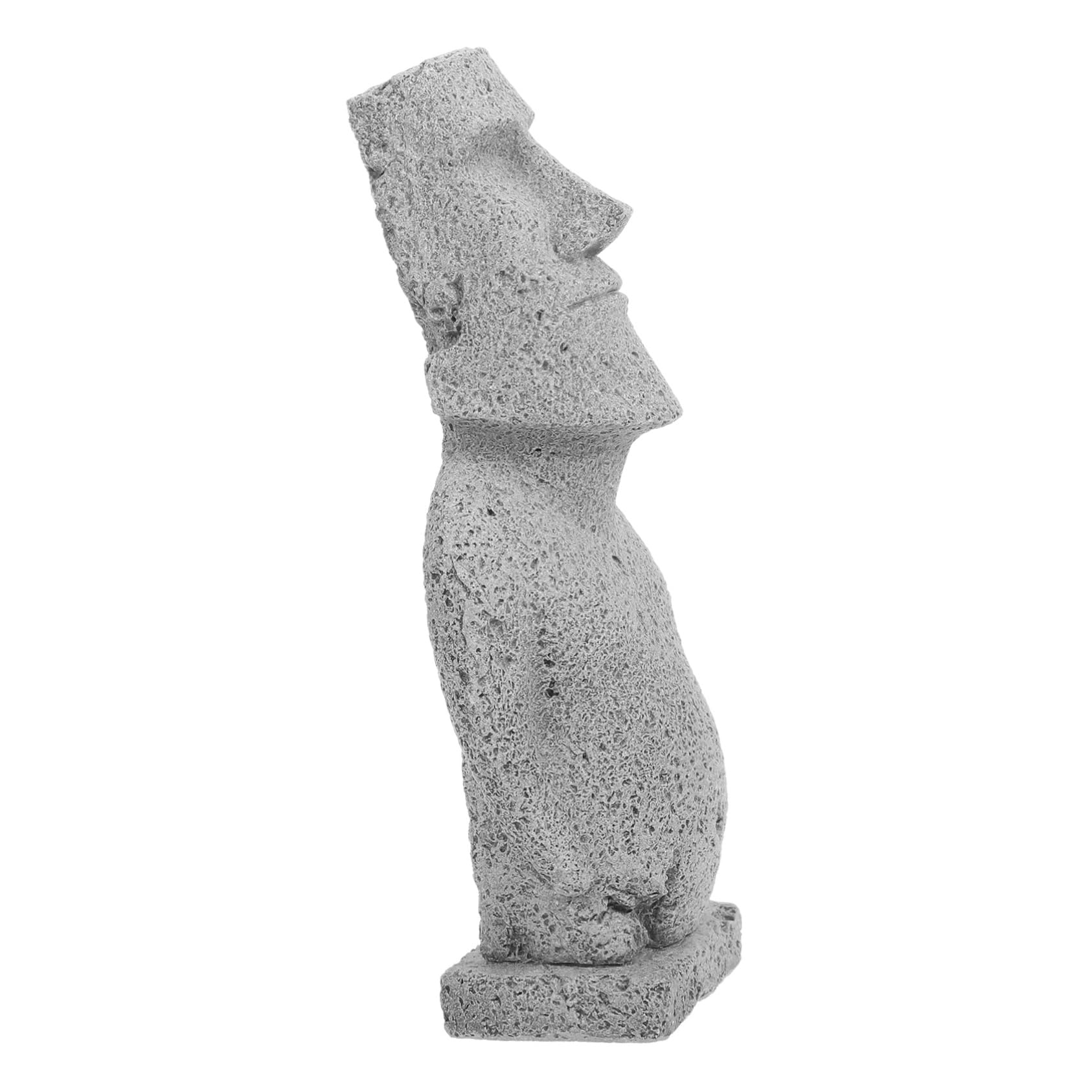 Mobestech 4 Pièces Statue Moai Simulée Décorations D'aquarium Pâques Pierre Décoration D'aquarium Sculpture Ornements Statue De Moai Moaï Grès Grey
