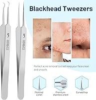 Vista 3 de WSYUB Pinzas para eliminar puntos negros, pinzas de pelo encarnado, extractor de espinillas de precisión, pinzas de celda, pinzas para cabello