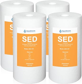 5 Micron 10" x 4.5" Sediment Water Filter Cartridge, 4-Pack