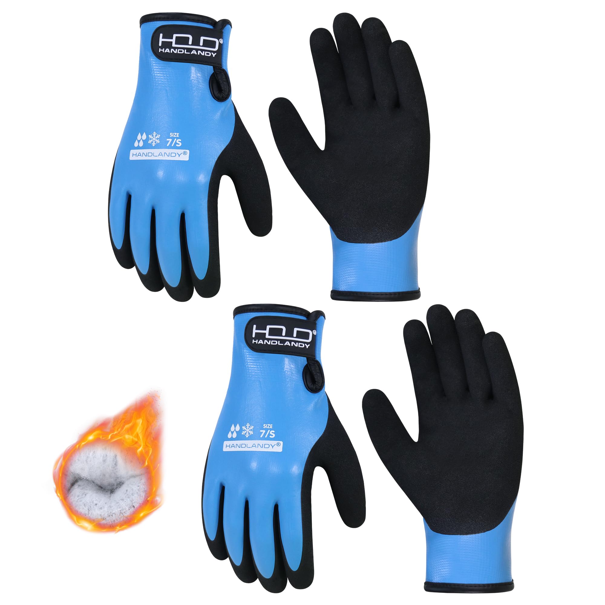 HLDD HANDLANDY 2 Pairs Waterproof Work Gloves for Men and Women, Freezer Work Glove for Cold Weather, Thermal Winter Gloves With Grip
