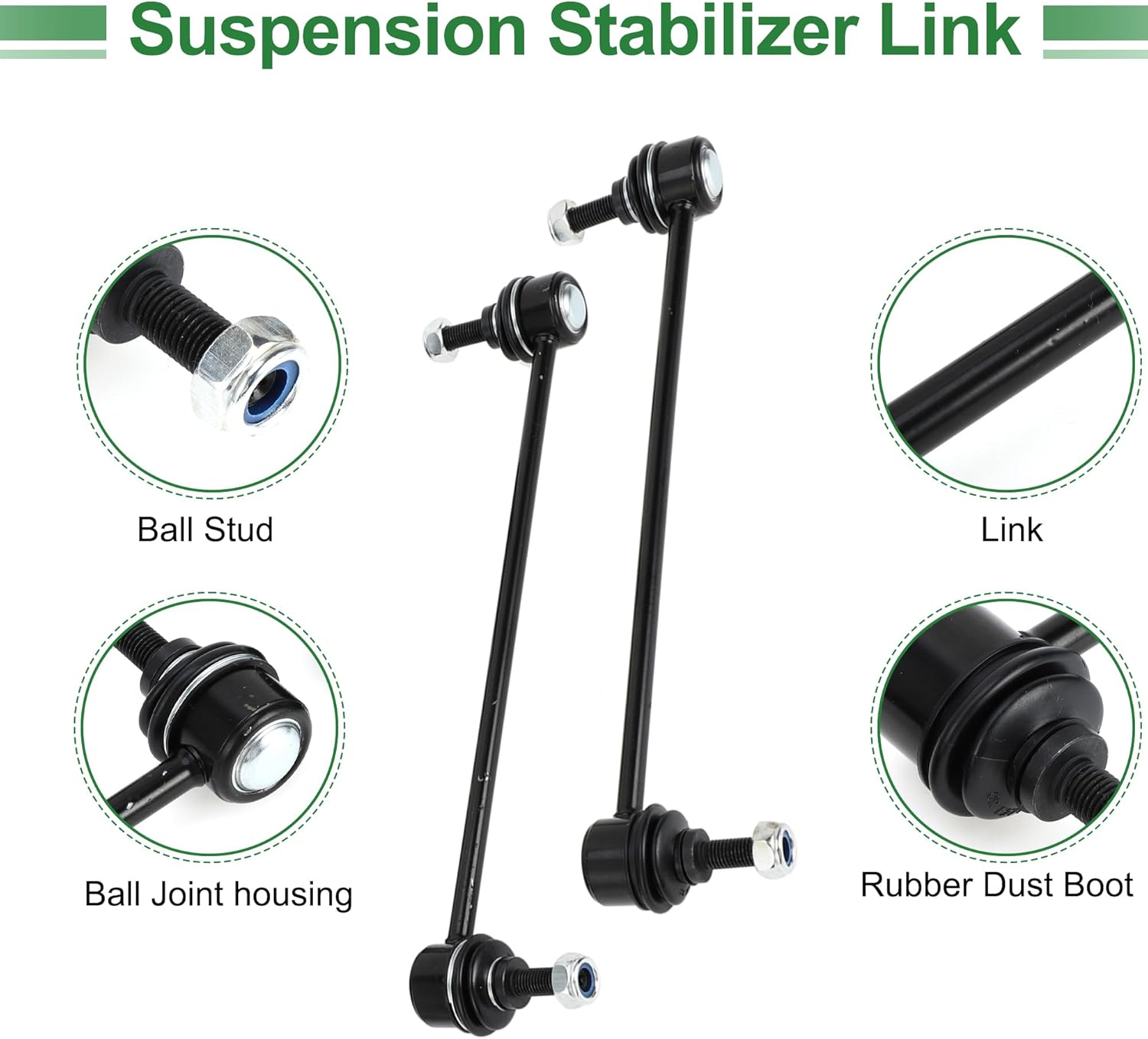 X AUTOHAUX 6 Pcs Front Suspension Kit Outer Tie Rod Ends Front Sway Bar Link Swing Arm Ball Joint for Toyota RAV4 2001-2005 No.ES3654/ES3655/K90309/K80296