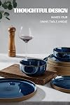 Richmount Nature Plates and Bowls Sets, 12 Pieces Stoneware Dinnerware Sets, Dishes Set for 4, Dishware Sets, Microwave and Dishwasher Safe, Midnight Blue