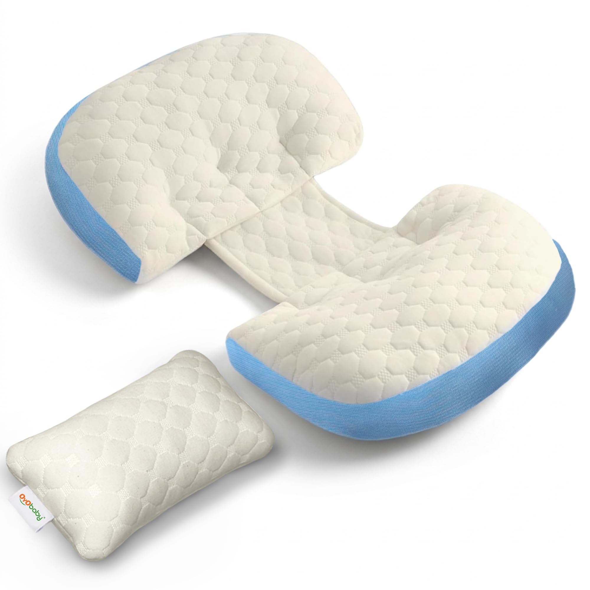 OYO BABY Pregnancy Pillow H-Shape Adjustable Maternity Pillow | Velcro-Fit Belly & Back Support for Side Sleeping | Relieves Waist, Hip & Back Pain | Compact Pregnancy Support Pillow for Comfort- Blue