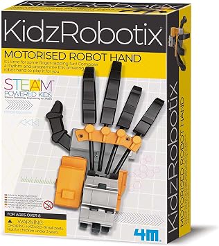 4M KidzRobotix - Motorized Robot Hand - DIY Building Science Kit, Programmable Drum, Lever-Based Fingers, Precision Gear System, STEM Toy, Kids 8+