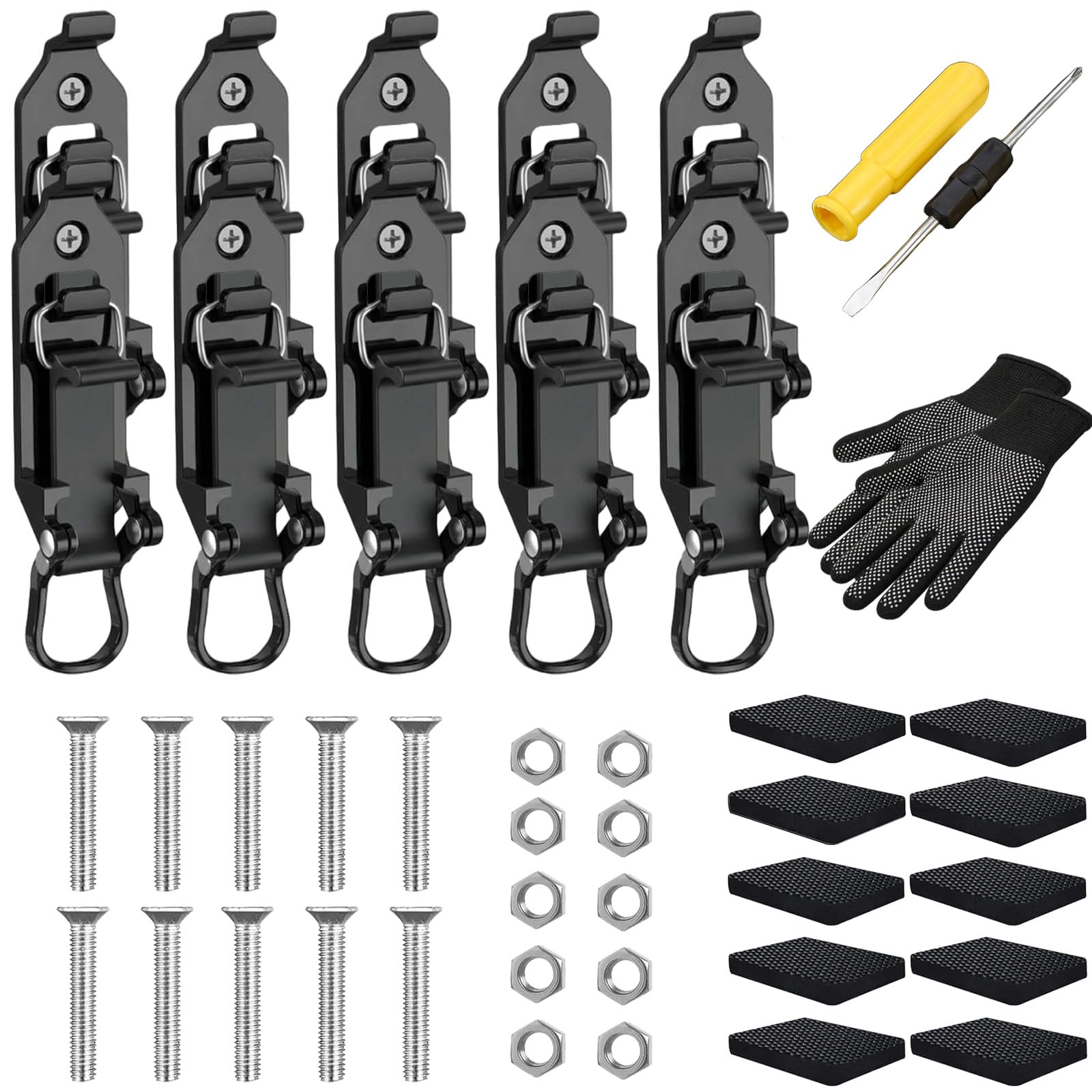 Heavy Duty Metal Rubber Shovel Mount Kit, 10Pcs 2026 Universal Shovel Holder for Truck, Multi-Functional Quick Release Axe Hold, Easy to Install, Boats Military Equipment Overlanding Gear (10, Black)