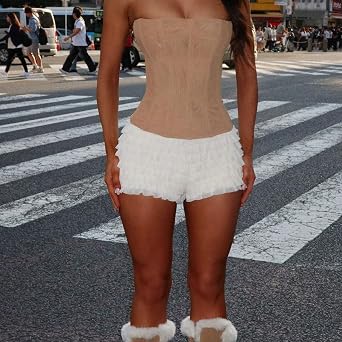 Womens Lace Trim Layered Ruffle Lolita Bloomer Shorts Coquette Sexy Boy Shorts Y2k Frilly Pumpkin Fairy PJ Bottoms (Ruffle White, S)