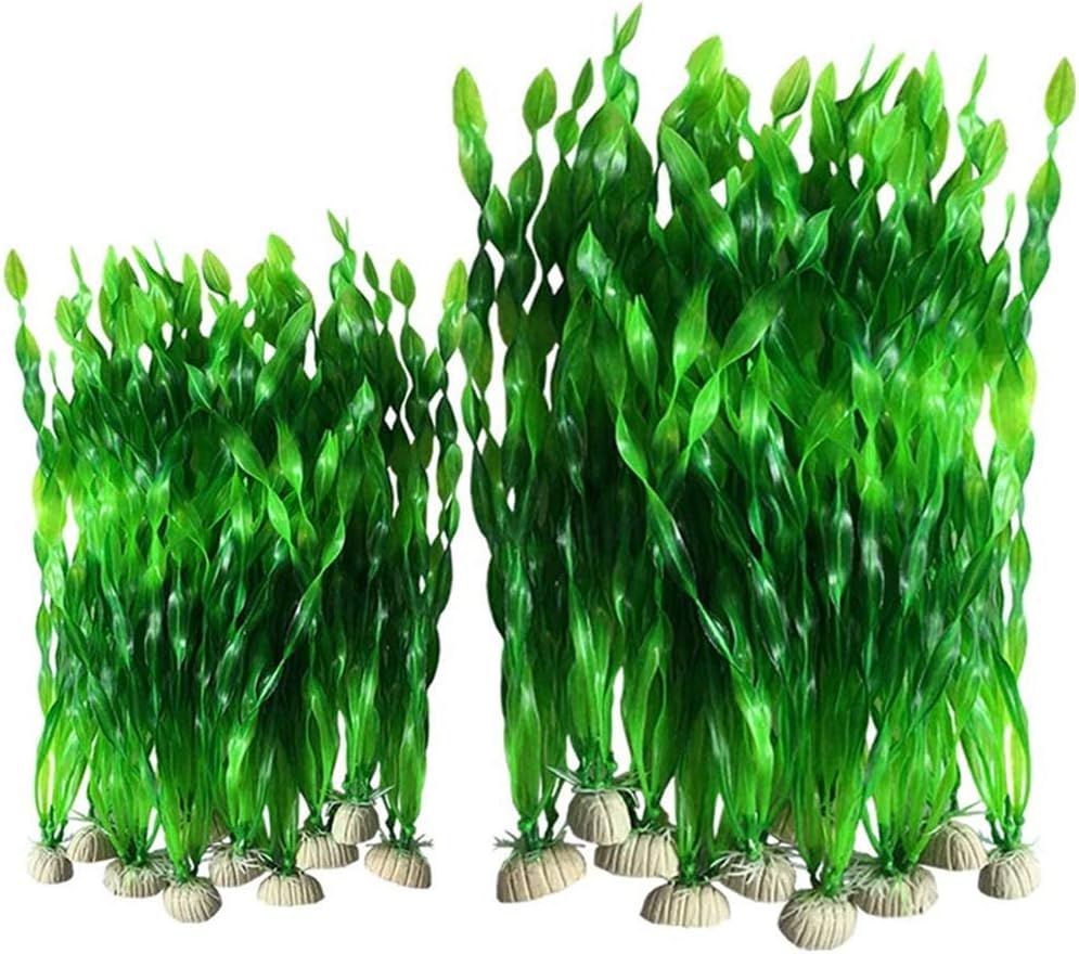 20PCS Decorative Plastic Aquarium Fish Tank Decorative Plastic Plants (20 Green)