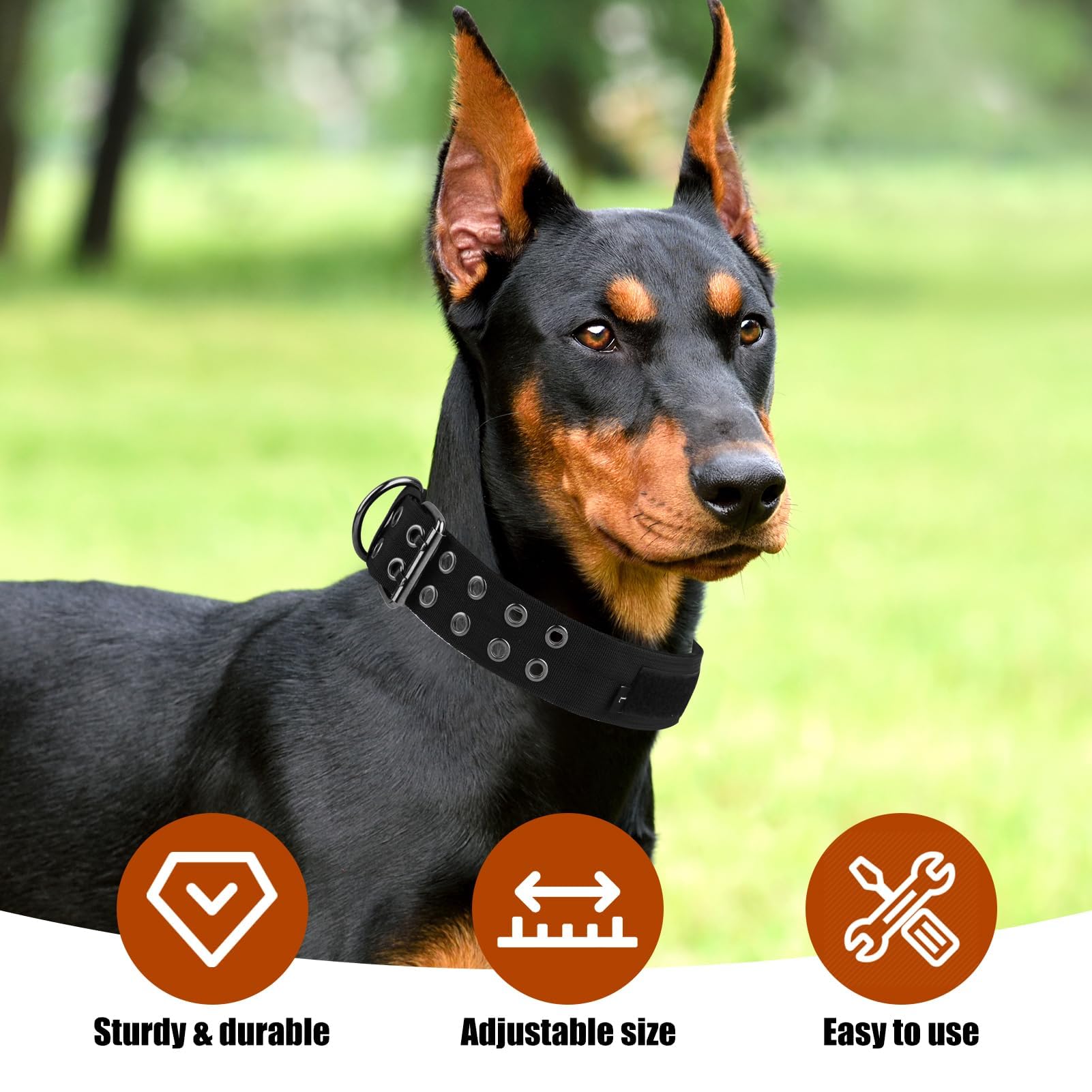 Heavy Duty Tactical Dog Collar for Large Dogs Adjustable Military-Grade Nylon Choker Collar with D-Ring Buckle Strong Training Collar for Rottweiler Mastiff - Image 4