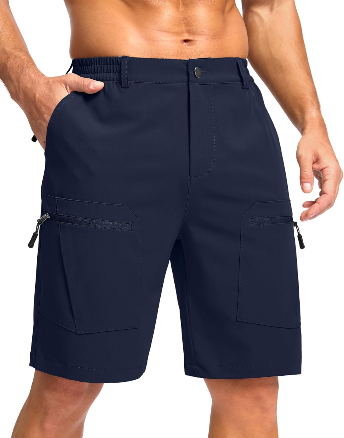 Pudolla Men's Hiking Cargo Shorts 9" Lightweight Stretch Travel Work Shorts for Men Outdoor Casual with 5 Pockets