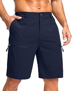 Pudolla Men's Hiking Cargo Shorts 9" Lightweight Stretch Travel Work Shorts for Men Outdoor Casual with 5 Pockets