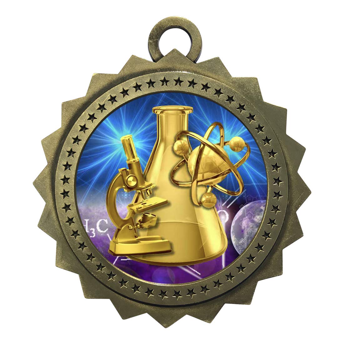 10 PK of Science Fair Gold Medals Trophy Award with Neck Ribbons D03-D79