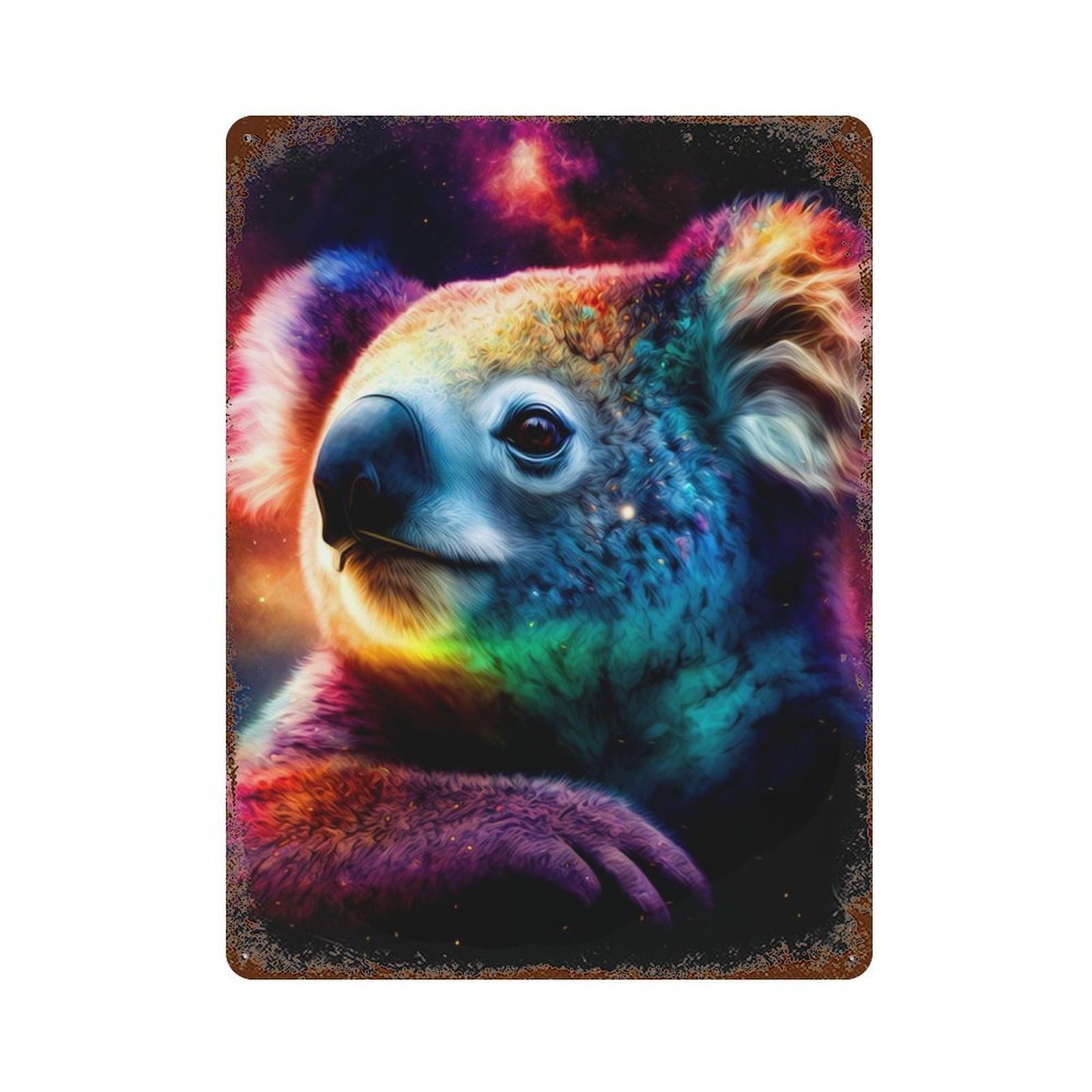 Rust Effect Tin Sign Koala 15.7"x11.8", Vintage Wall Decor for Living Room, Hallway And Home Decor