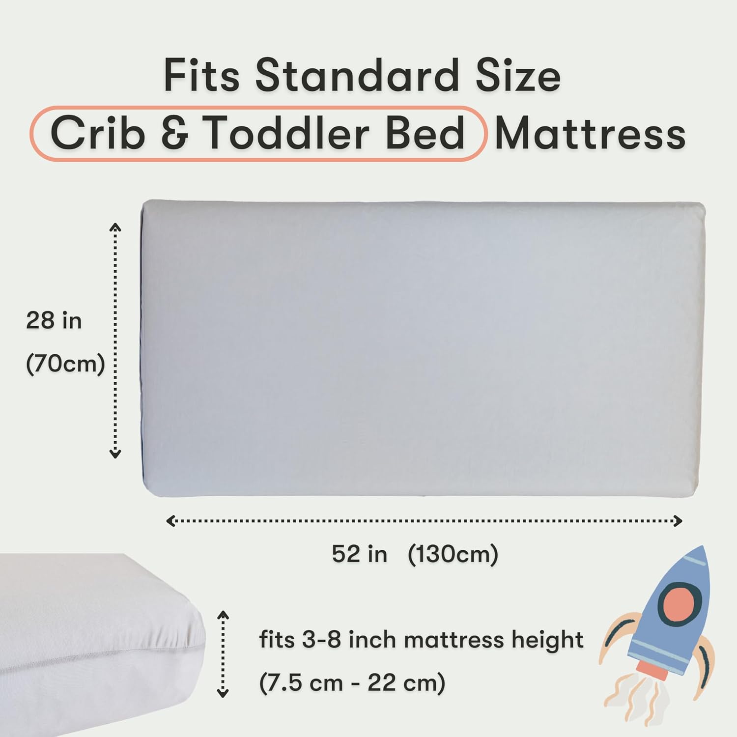 Waterproof Crib Sheet & Toddler Bed Fitted Sheet + Mattress Protector - Soft Eco-Friendly & Hypoallergenic - Made for All Skin Types - Fits Standard Crib Mattress 28"x 52" (Gray)