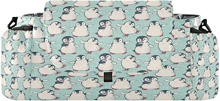 Flradish Cute Penguin Baby Stroller Organizer with 2 Cup Holders Universal Adjustable Shoulder Strap Detachable Stroller Caddy Accessories Bag for Bottle,Diaper,Phone, Keys,Toys