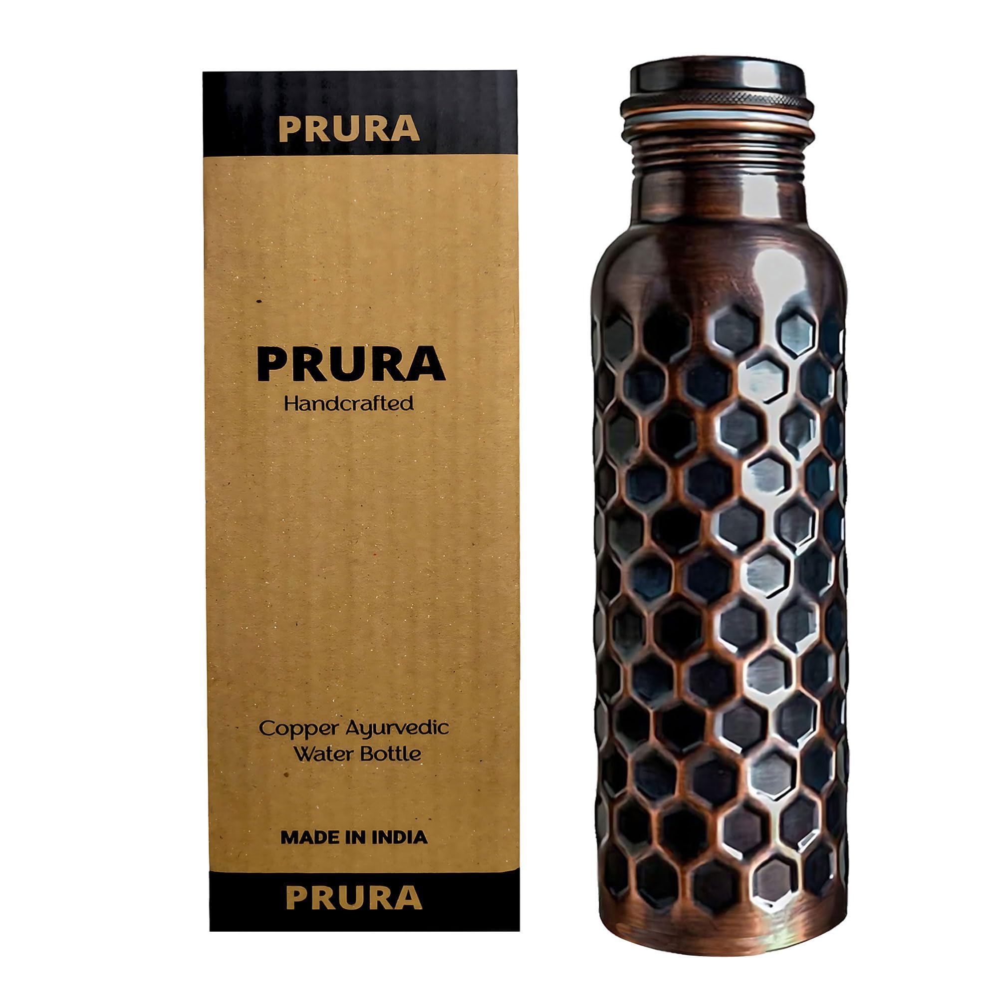 Copper Water Bottle With Beautiful Design 32 oz - Leak Proof Ayurvedic Drinkware Copper Vessel for Sports, Gym, Outdoors, Yoga, (Design 20)