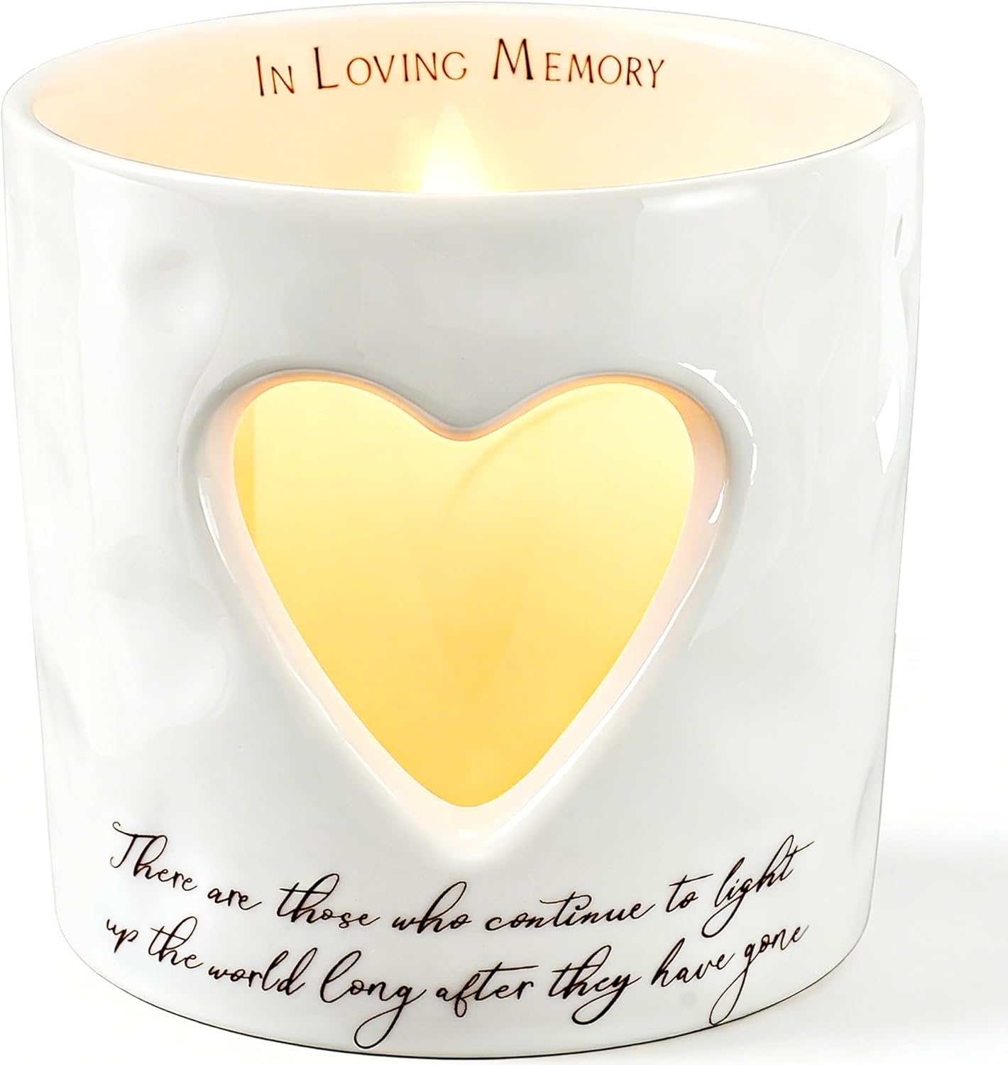 WOODEXPE Memorial Ceramic Tea Light Candle Holder with LED Candle Sympathy Gift for Loss of Loved One