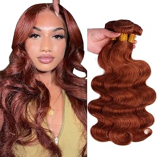 28 30 32 Inch Auburn Human Hair Bundles Color 33 Body Wave Bundles Brazilian Virgin Remy Copper Red Body Wave Bundle Huxowax Double Weft Soft and Silky Hair Weave 300g