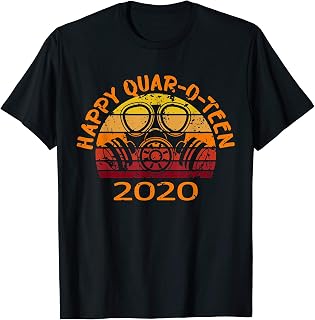 Halloween Quarantine Happy Quar O Teen Gas Mask Retro T-Shirt