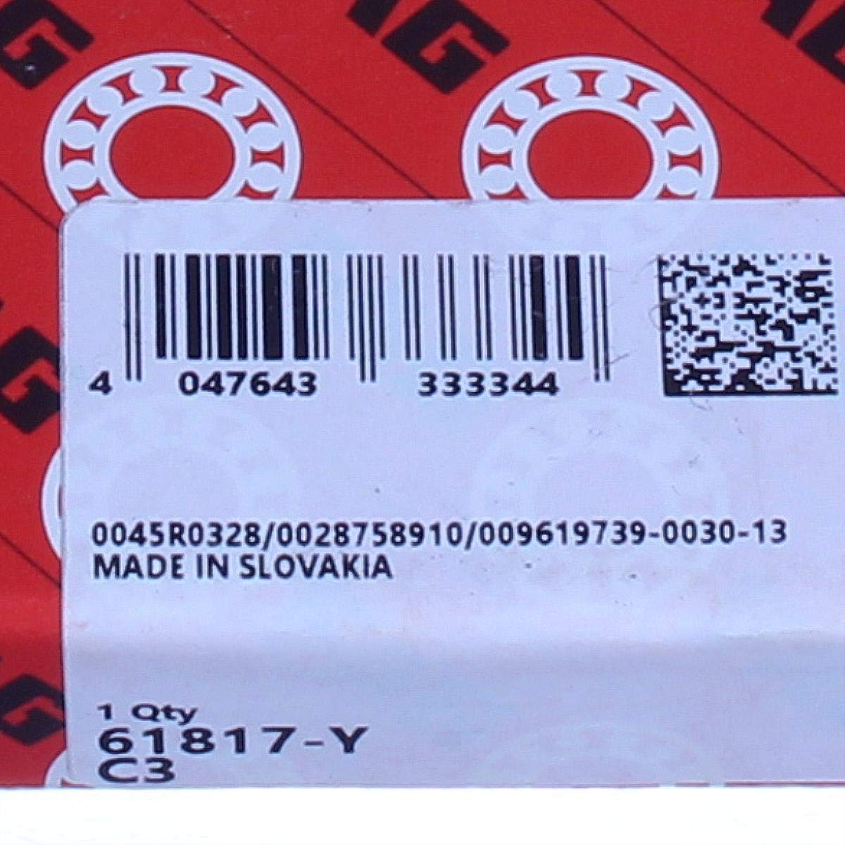 61817-Y-C3 FAG Rodamiento de bolas cojinete 85,00x110,00x13,00mm