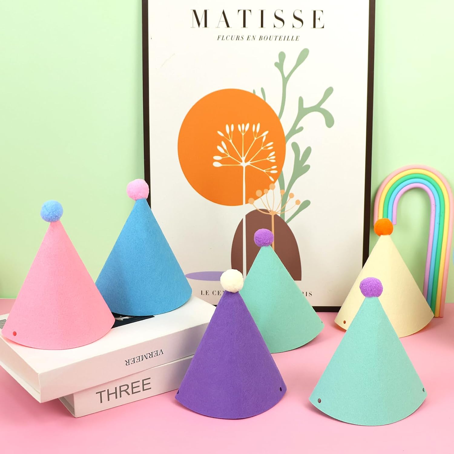 12 Pack Birthday Party Hats Adult Pastel Cone Hats for Adult Teenager - Image 5