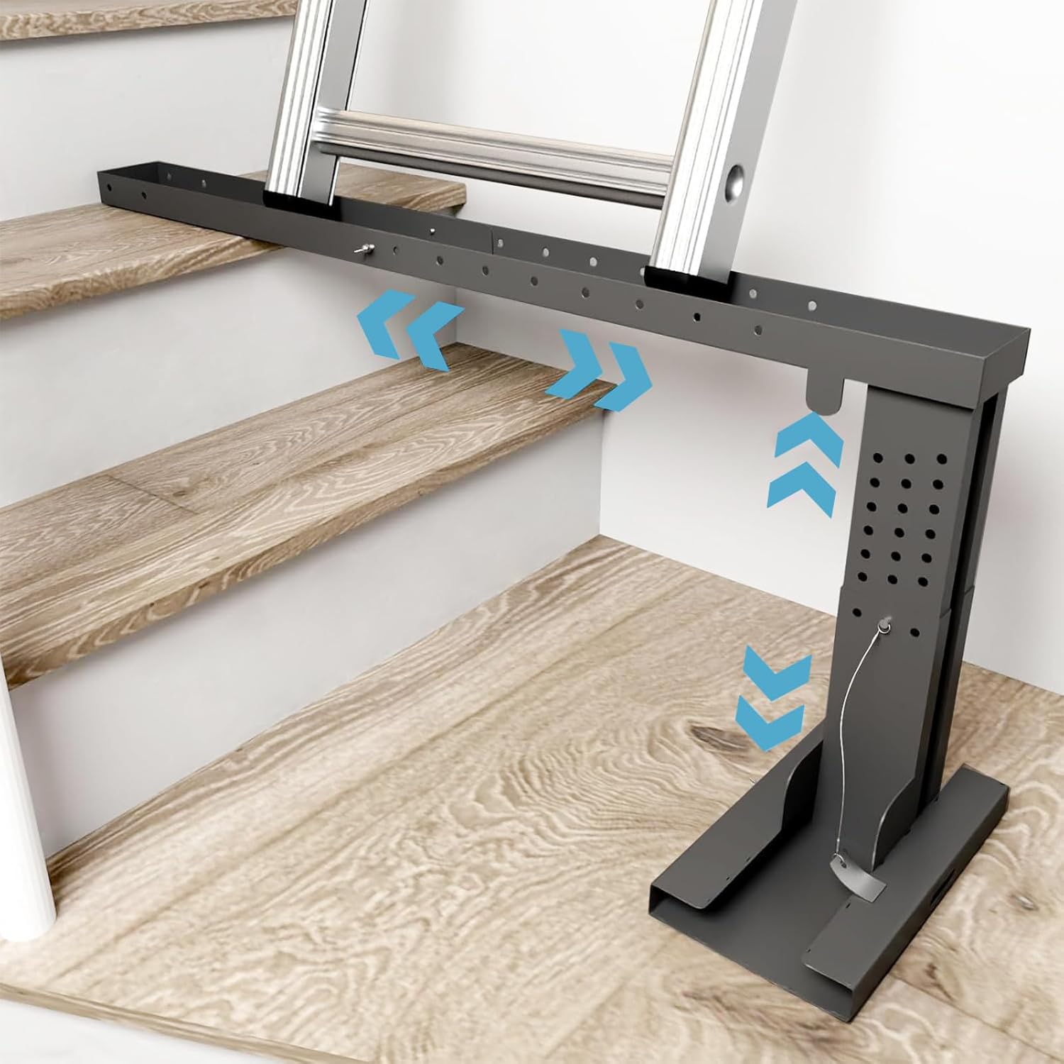 Ladder levelers,Foldable Ladder Extender Pro,Adjustable Height and Length, Ladder Extension for Stairs, Ladder Stabilizer with Slip-Resistant Gripping Pads, High Strength Steel Material