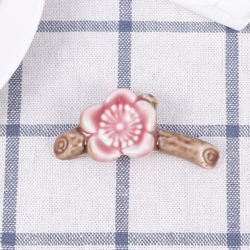 Miniatura 8 de decoración palillos titular,rack palillos, 4pcs ciruela forma palillos de cerámica con tronco hogar titular decoración flor resto ornamento estante