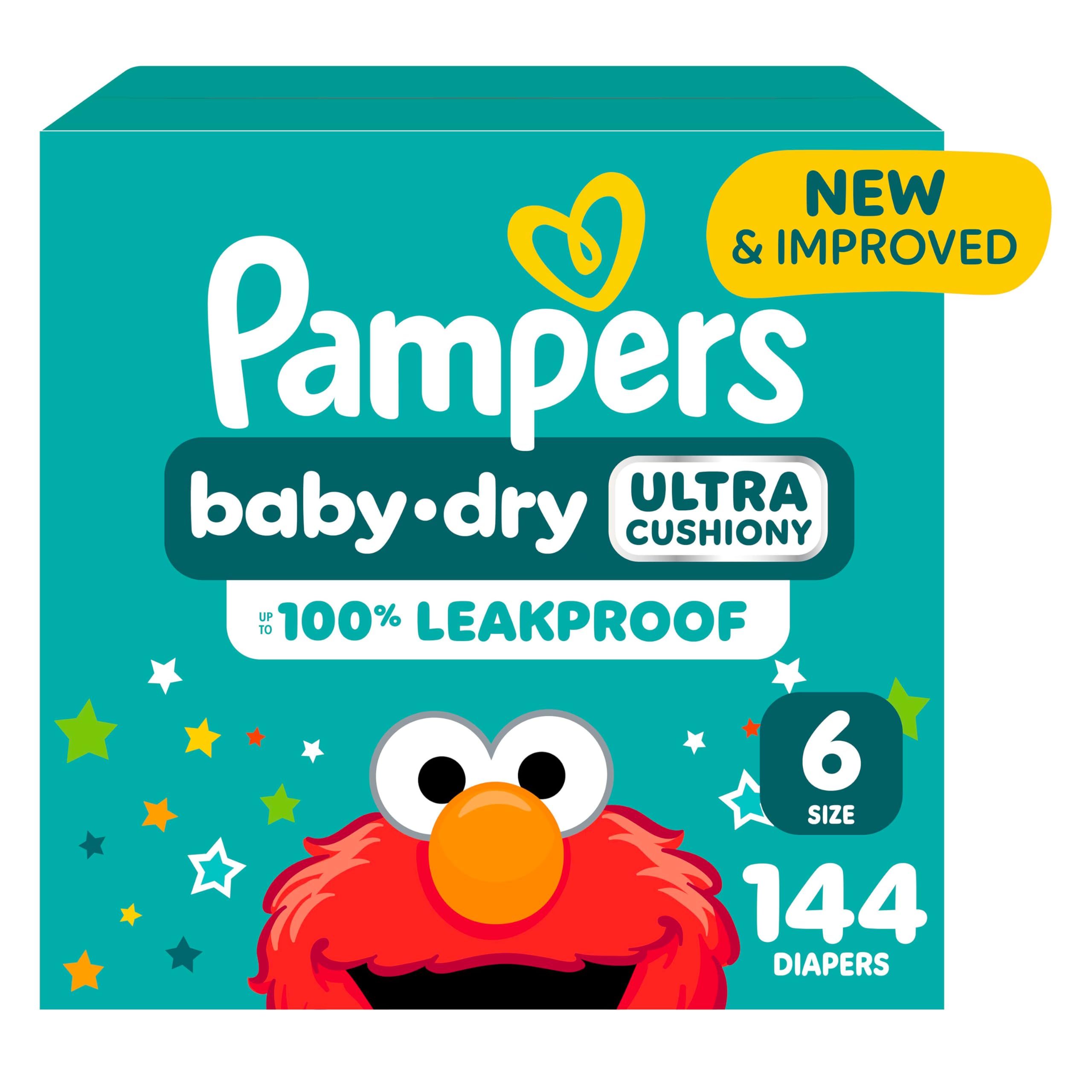 PampersDiapers - Baby Dry - Size 6, 144 Count, Absorbent Disposable Infant Diaper (Packaging May Vary)