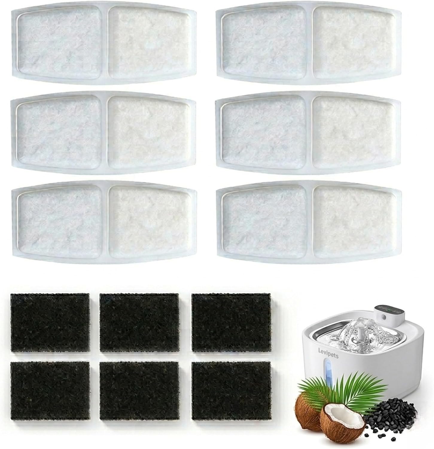 Cat Water Fountain Replacement Filters, 6 Pack for 3.2L Fountain