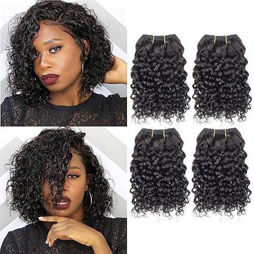 Extensiones de cabello humano rizado 12A, 4 paquetes cortos de 8, 8, 8, 8 pulgadas, 100% sin procesar, extensiones de cabello virgen brasileño para