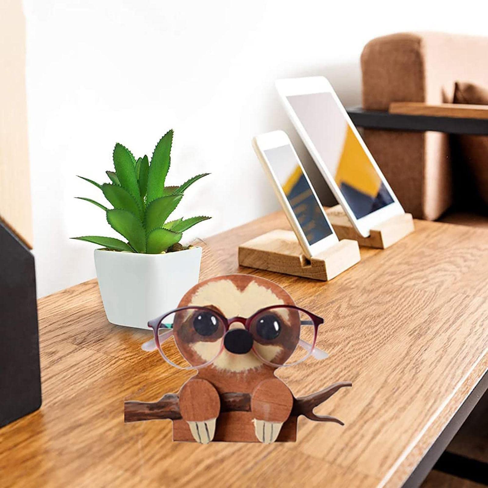 Geruwam Dierenbrilstandaard - handgemaakte hondenbrilhouder voor bureau - schattige houten worsthond Duitse herder ornament, thuisbureau decoratie Geruwam Dierenbrilstandaard - handgemaakte hondenbrilhouder voor bureau - schattige houten worsthond Duitse herder ornament, thuisbureau decoratie