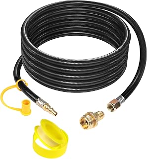 12 FT RV Propane Quick Connect Hose 1/4 Quick Disconnect to 3/8 Female Nut 1LB Bottle Adapter Compatible with Weber Coleman Grills Buddy Heater Smoker & Camping Stoves