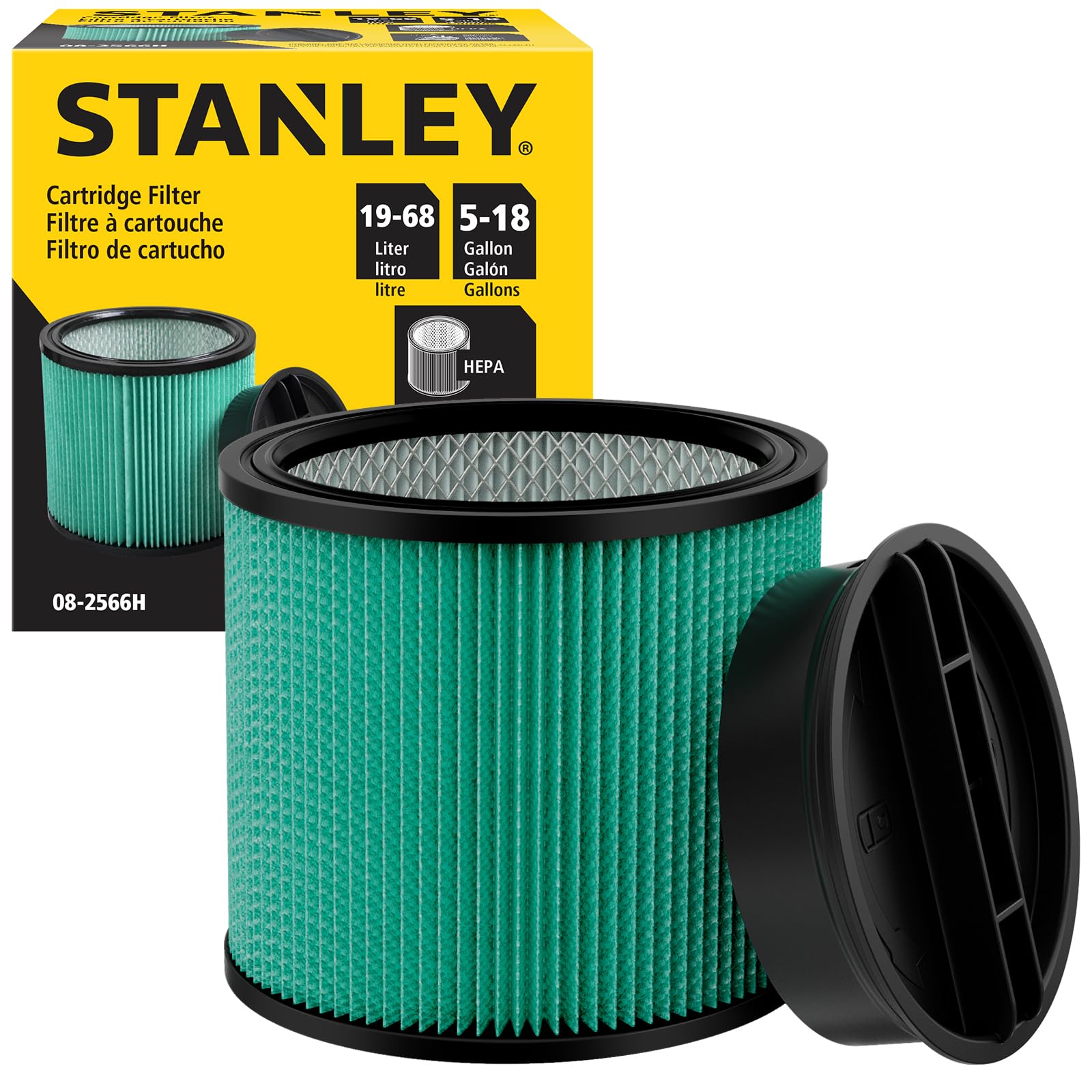 Stanley 08-2566H HEPA Cartridge Filter – Fits Most 5–18 Gallon Wet