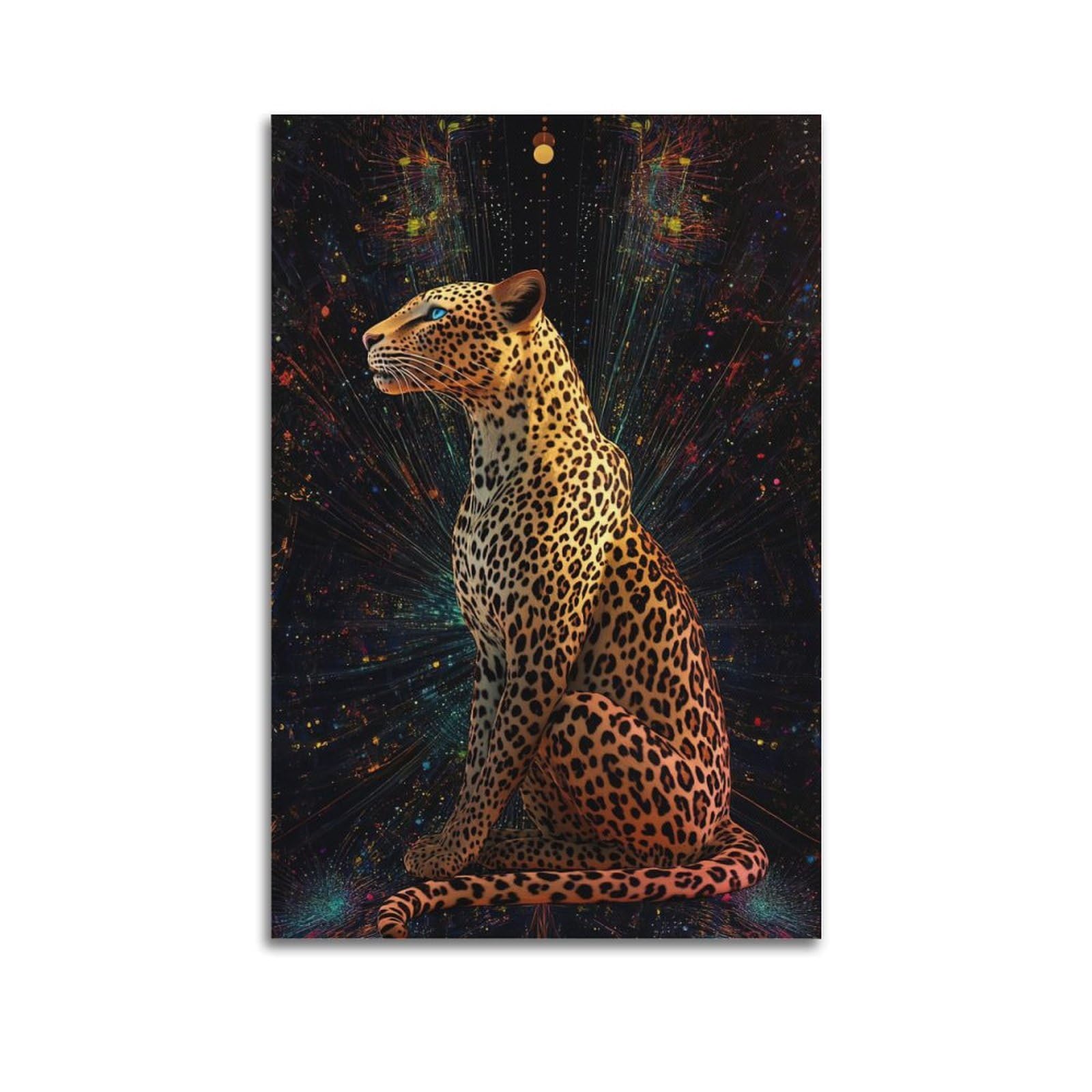 ZSZWHJ Animal Poster Leopard in The Starry Sky Poster Decorative Painting Canvas Wall Posters And Art Picture Print Modern Family Bedroom Decor Posters 20x30inch(50x75cm)