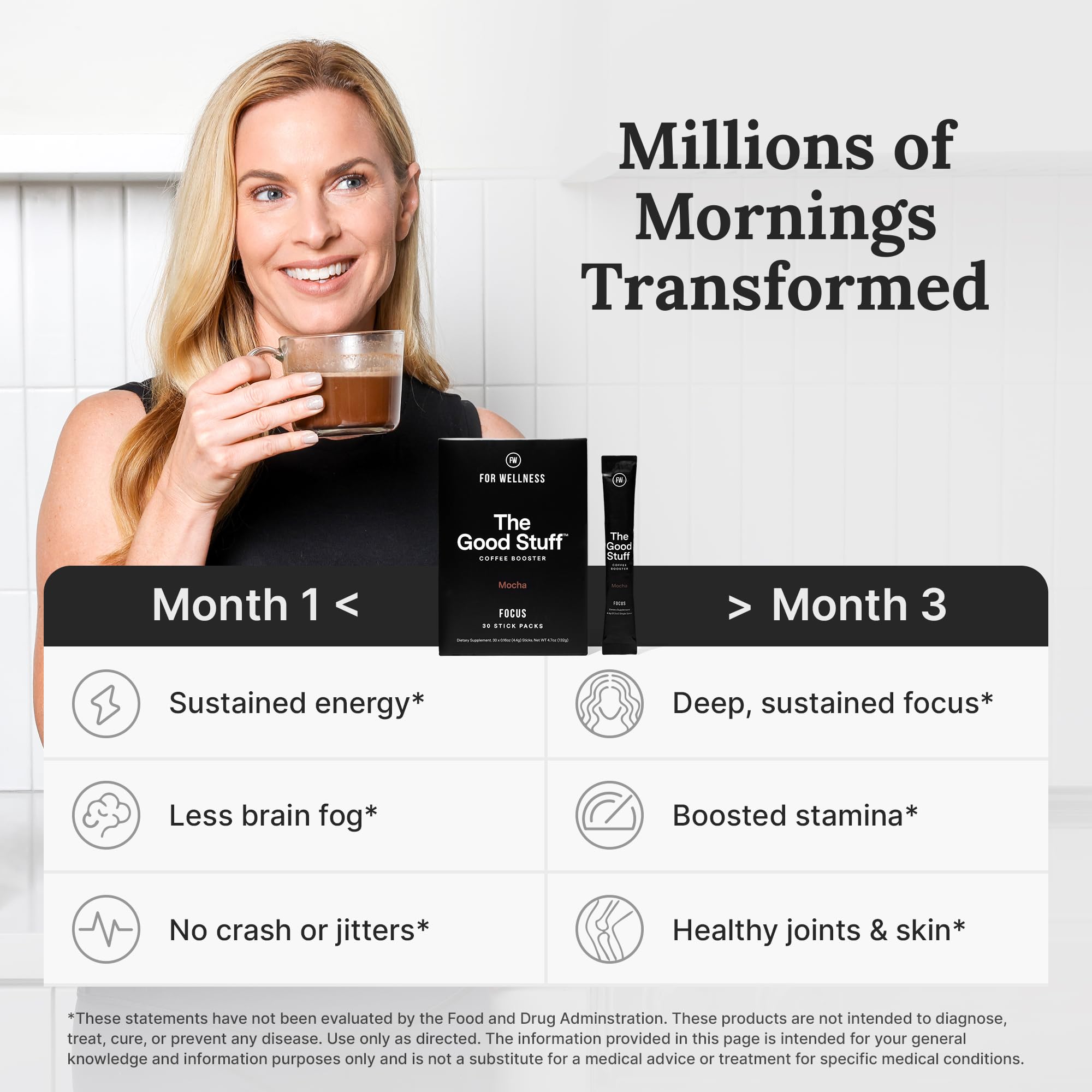 For Wellness The Good Stuff Focus Healthy Mocha Coffee Creamer Powder with Collagen MCT Oil L-Theanine Keto Non-Dairy — view 7