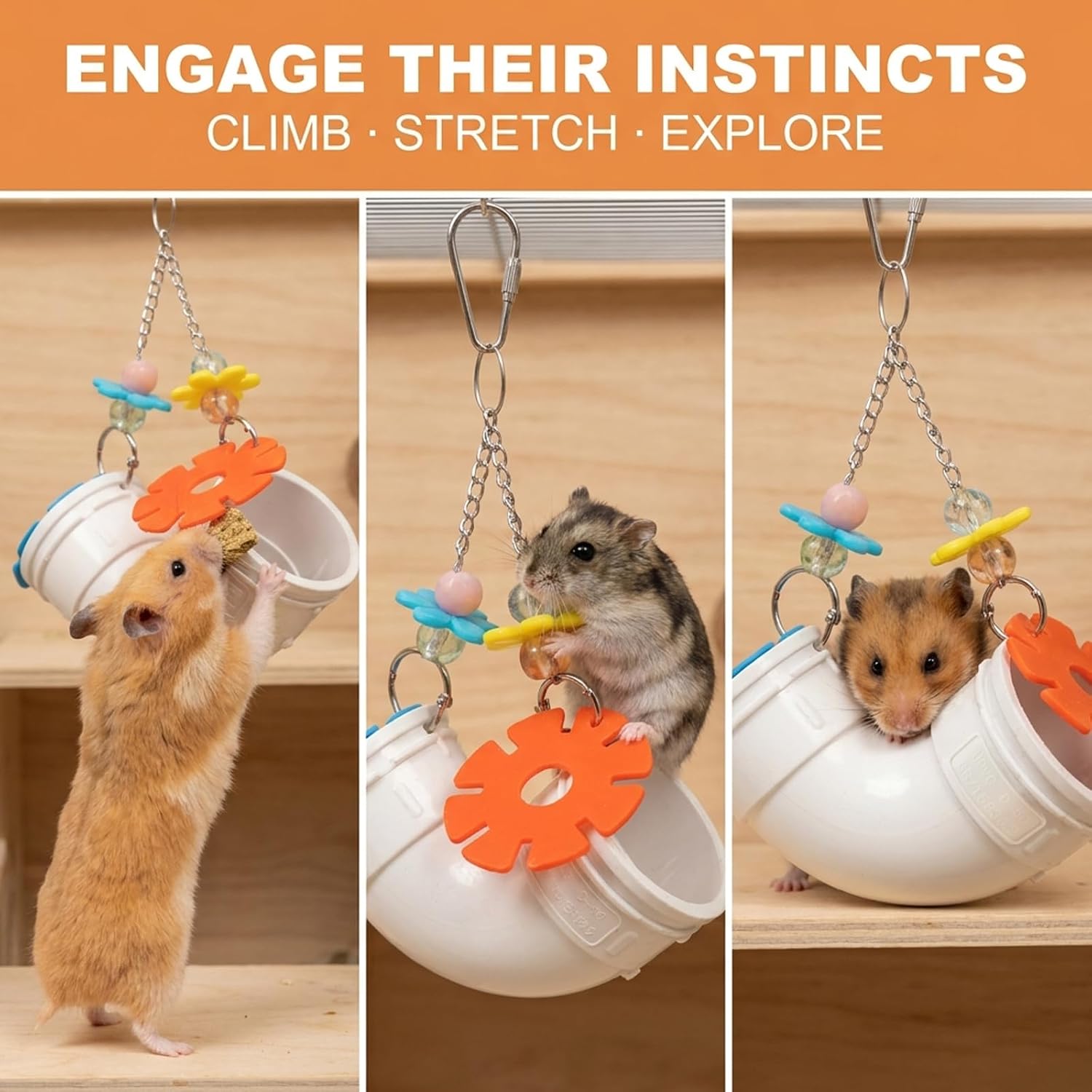 Rat Enrichment Foraging Toy, Hanging Slow Feeder Puzzle Toy with 6 Pcs image 3