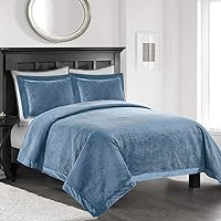 Vista 7 de Simple&Opulence Juego de colcha de terciopelo con microfibra cepillada, 3 piezas, patrón de lujo, suave y sólido (color beige claro, King)