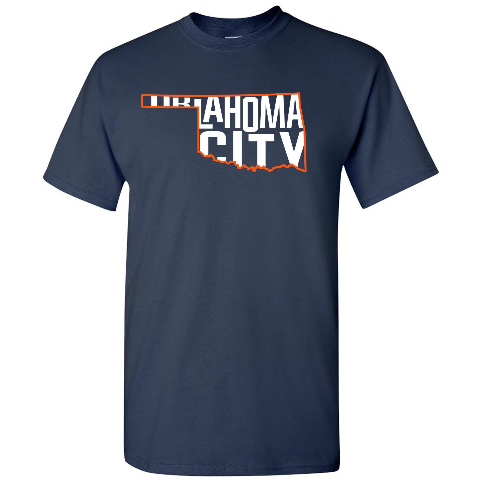 UGP Campus Apparel Oklahoma City Basketball State Outline - Hometown Sports Fan Oklahoma T Shirt - 2X-Large - Navy