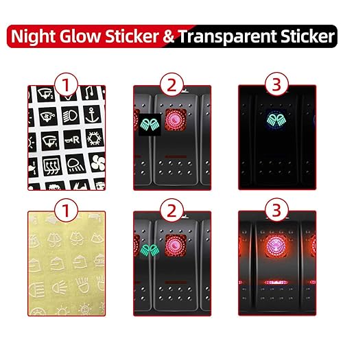 Miniatura 4 de FXC Interruptor basculante de aluminio, 5 cuadrillas, 5 pines, encendidoapagado, 2 LED retroiluminados para barco, coche, color naranja marino