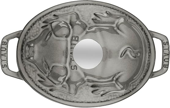 Staub Cast Iron 1-qt Pig Cocotte - Graphite Grey, Made in France