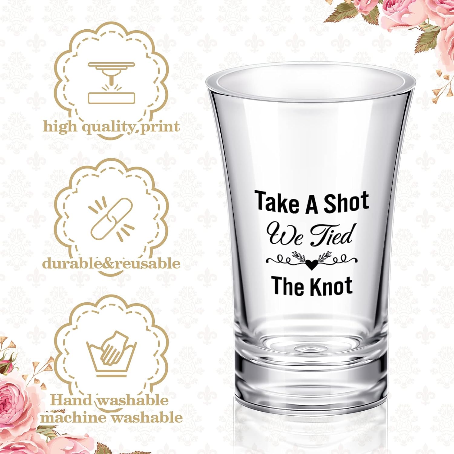 Cunhill 36 Packs Take a Shot We Tied the Knot Shot Glasses, Wedding Favor Set 1.2 Ounce, Wedding Favor, Acrylic Funny for Bridal Party(Classic)