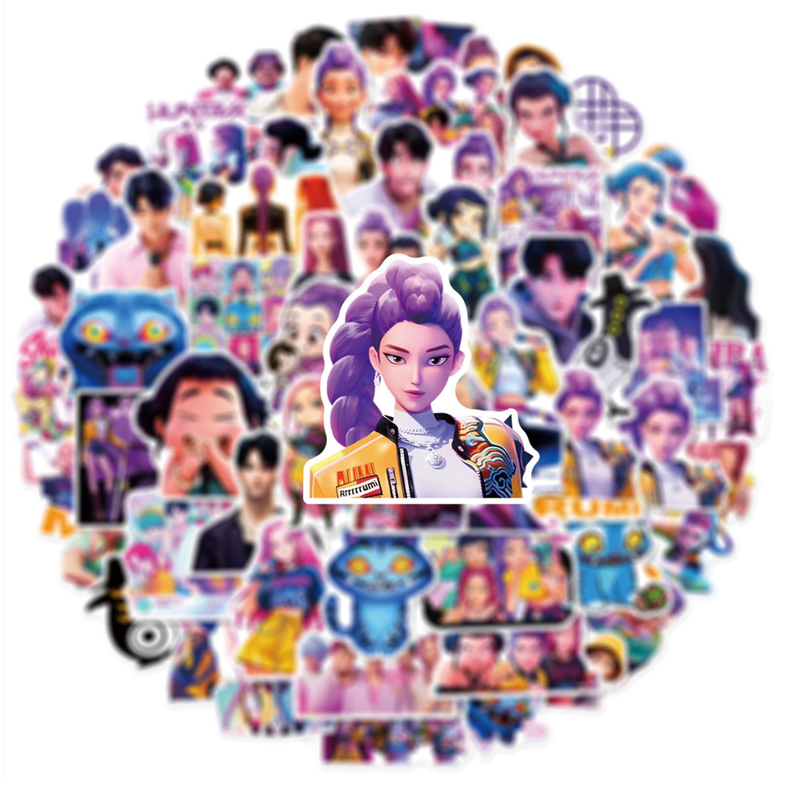 60Pcs Cute Demon Movie Hunters Stickers Cool Stickers, Vinyl Waterproof Character Sticker for Laptop, Guitar, Water Bottle, Birthday Gifts for Girls, Kids, Teens (60) — view 7