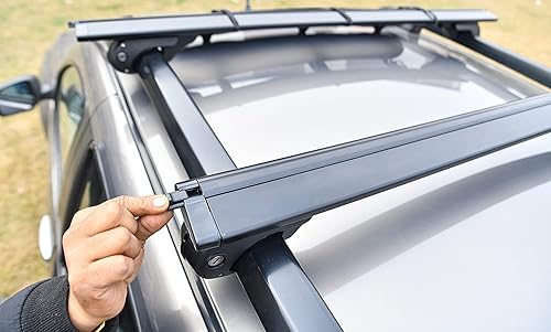 Miniatura 6 de Bikegear Barras transversales universales de aluminio para rieles laterales de techo elevados (paquete de 2)  Capacidad de peso de 180 libras