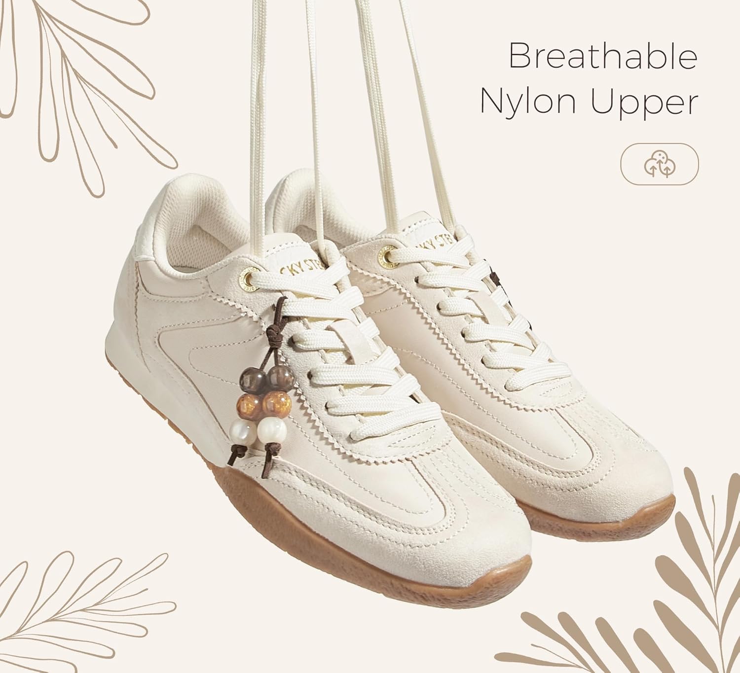 LUCKY STEP Women's Retro Casual Fashion Sneakers Classic Anti-Slip Neutral Walking Shoes Stylish Trainers Tennis Trendy Footwear