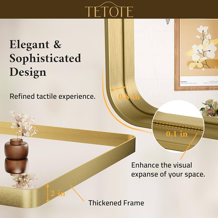 置物 LM 99670 Amazon.com: TETOTE Brushed Gold Bathroom Mirror, 24 x 30